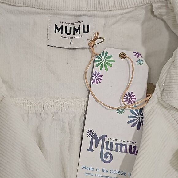 Show Me Your MuMu Outlaw Dress Ivory Corduroy - Picture 2 of 11